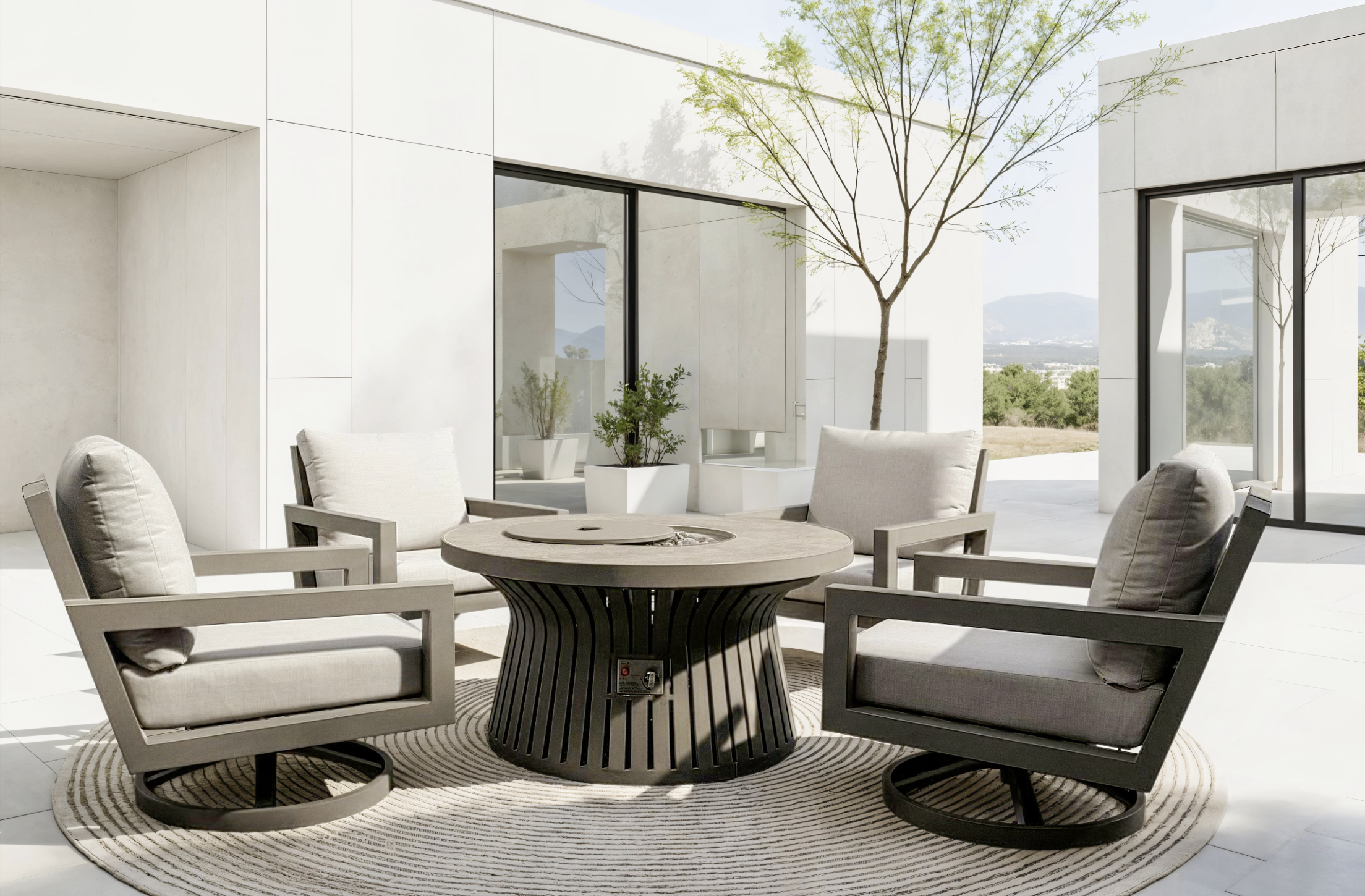 Larkspur 5 Piece Swivel Fire Chat Set